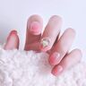 DDSY 24 stks Licht Roze Hart Diamant Decor Dagelijks Draagbaar Korte Lengte Nep Nagel Druk op Zoete Volledige Cover Afneembare Vingernagel tipsnail