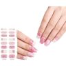 Yisawroy 16 stuks lange strips langdurige semi-uitgeharde nagelstickers met zachte glanzende gelafwerking voor beginners vrouwen meisje semi-uitgeharde gel nagelstrips met UV-lamp Franse tip semi-uitgeharde