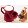 Vulfix Red Pottery Shaving Mug, White 660S Super Badger shaving Brush & Dripstand by Progress