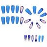 ISTOVO Blue French Wearable Nails Draagbare Druk Op Nails Full Cover Nail Tips Art Finished Nails