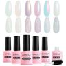 AIMEILI Pearl Gel Nail Polish Set Shell Wire Effect Gel Nail Polish Shimmer Mermaid Nail Gel UV Nail Polish 6×8ML-Gift Kit 42