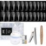 Aokitec Nep Nagel Tips Nagel Gel Kit, Gel x Nagel Kit 4 in 1 Nagel Lijm Gel, Mini UV LED Nagel Lamp, 504 valse nagels, met Nagelknipper & vijl, Nagel Kunst DIY Kit