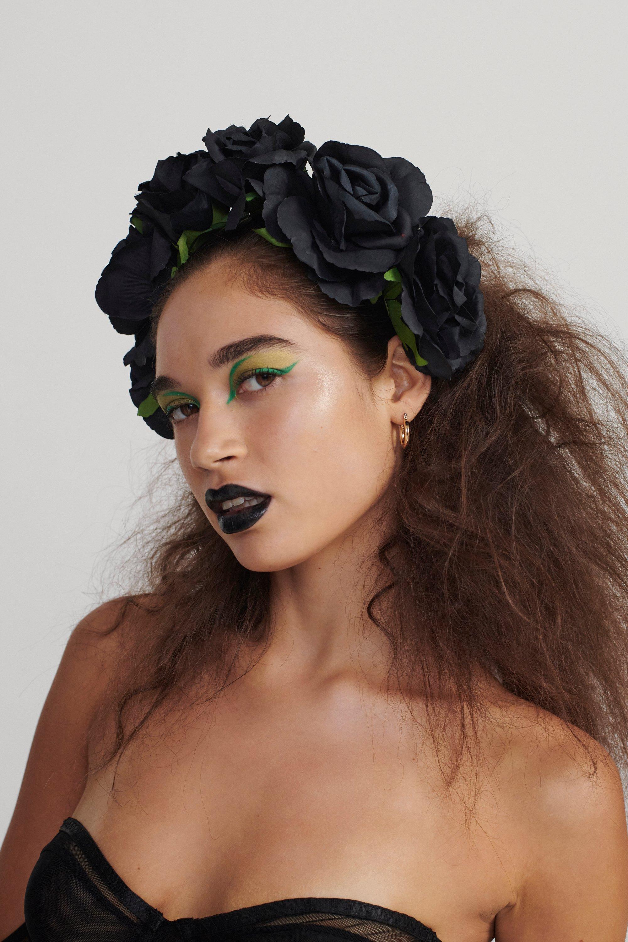 Nasty Gal Womens Oversized Floral Headband - Black - ONE SIZE, Black