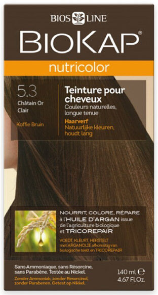 Biokap Nutricolor Teinture pour Cheveux 5.3 Châtain Or Clair 140ml