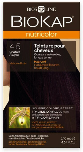 Biokap Nutricolor Teinture pour Cheveux 4.5 Châtain Acajou 140ml