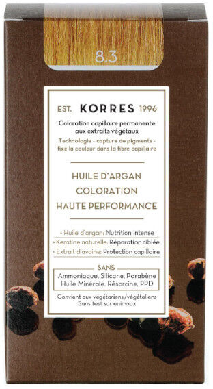 Korres Capillaire Coloration Permanente Blond Clair Doré 8.3