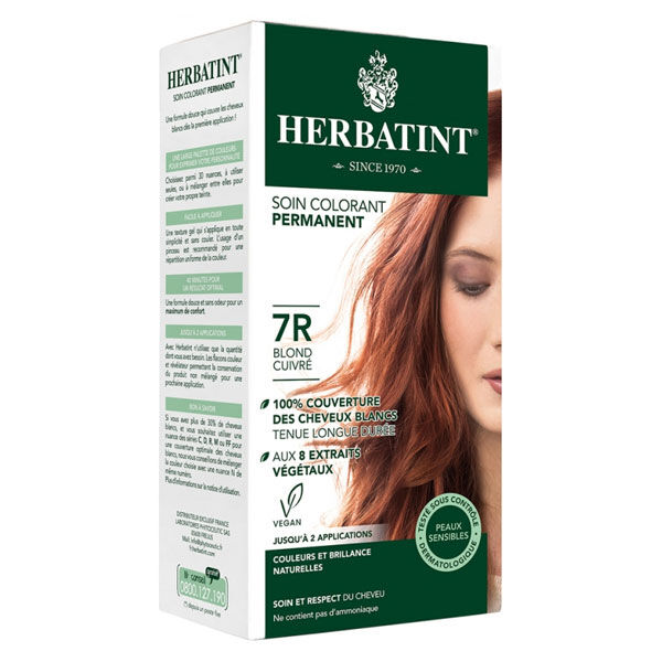 Herbatint Soin Colorant Permanent Couleur Blond Cuivré 7R 150ml