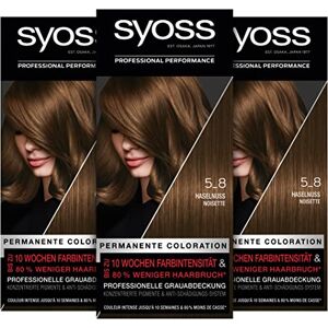 Syoss Color Coloration 5_8 Haselnuss Stufe 3 (3 x 115 ml), permanente Haarfarbe für bis zu 10 Wochen Farbintensität und 70 % weniger Haarbruch*