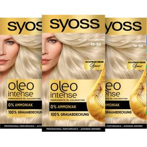 Syoss Oleo Intense Öl-Coloration 10-50 Helles Asch-Blond Stufe 3 (115 ml), dauerhafte Haarfarbe mit pflegendem Öl, Coloration ohne Ammoniak