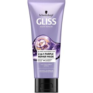 GLISS Blond Hair Perfector 2-i-1 Purple Repair Mask til naturligt farvet eller bleget blond hår 200ml