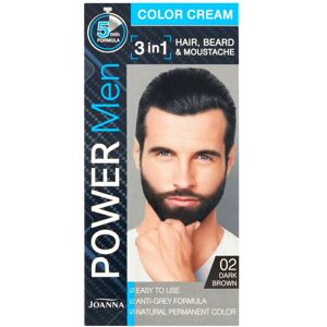 Joanna Power Men Color Cream 3i1 skæg og overskæg hårfarve 02 Mørkebrun 30g