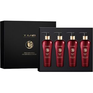 T-LAB Professional Indsamling Aura Oil Sæt til hele kroppen Duo Shampoo 300 ml + Duo Treatment 300 ml + Absolute Wash 300 ml + Absolute Cream 300 ml