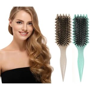 Bounce Curl Brush, 2024 NY Bounce Curl Defining Brush, Boar Bristle Hair Brush Stylingborste for detangling, Bounce Curl Define Styling Brush apricot