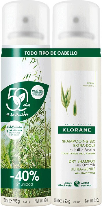 Cofre limpiador Champú Seco Avena de Klorane 2 x 150 ml