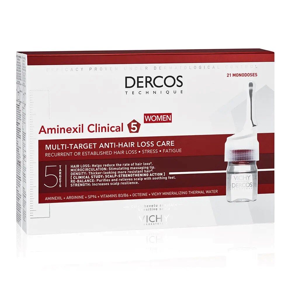 Dercos Aminexil Clinical 5 Ampollas Mujer Multi Target Anticaída Cuidado Tratante 21&nbsp;un.