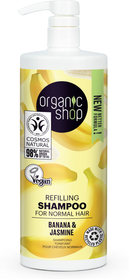 Organic Shop Champú rellenador para cabello normal - Plátano y Jazmín (1 litro)