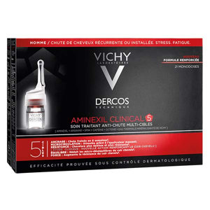 Vichy Dercos Soin Anti-Chute Cheveux Aminexil Clinical 5 Homme 21 x 6ml - Publicité