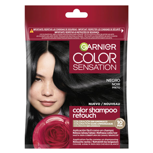 Garnier Color Shampoo Retouch Coloration Semi-Permanente Noir - Publicité