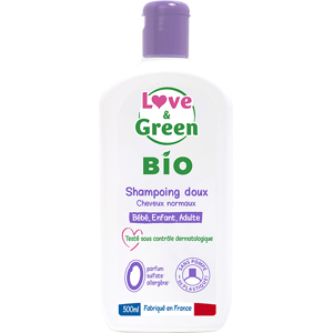 Love & Green Hygiène et Soin Shampoing Doux Bio 500ml - Publicité