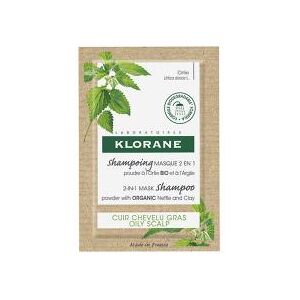 Klorane Shampoing Masque 2en1 Poudre à l'Ortie Bio et à l'Argile 8 Sachets - Etui 8 sachets de 3 g - Publicité