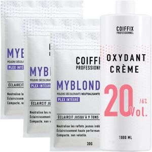 Pack Oxydant 20 Vol + 3 Sachets Poudres Decolorantes 9 Tons Myblond Coiffix Professionnel