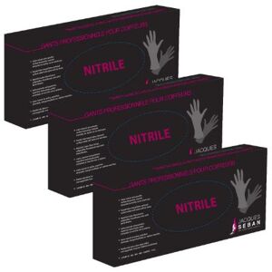 Jacques Seban Gants Nitrile Noir Jetables, Boîte de 100