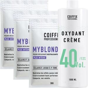 Pack Oxydant 40 Vol + 3 Sachets Poudres Decolorantes 9 Tons Myblond Coiffix Professionnel