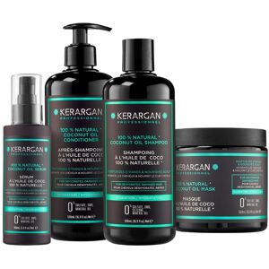 Kerargan - Kit Shampoing, Après-Shampoing, Masque et Sérum à l’Huile de Coco et d’Argan - Pour Cheveu sec - Sans sulfate, paraben, silicone - 1600 ml - Publicité