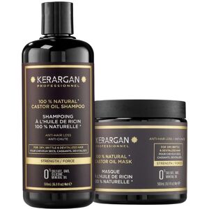 Kerargan - Shampoing et Masque à l’Huile de Ricin, d’Argan - Stimule la Pousse et Réduit les Chutes - Sans Sulfate, Paraben et Silicone - 2x500 ml - Publicité