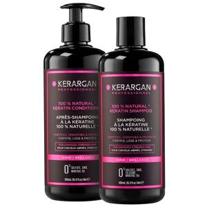 Kerargan - Shampoing et Après-Shampoing à la Kératine pour Fortifier et Hydrater - Cheveux Abîmés - Sans Sulfate, Paraben et Silicone - 2x500 ml - Publicité