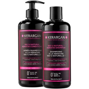 Kerargan - Shampoing et Après-Shampoing à la Kératine pour Fortifier et Hydrater - Cheveux Abîmés - Sans Sulfate, Paraben et Silicone - 2x500 ml - Publicité