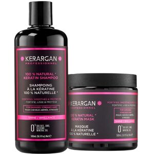 Kerargan - Shampoing et Masque à la Kératine pour Fortifier et Protéger - Pour Cheveux Secs et Abîmés - Sans Sulfate, Paraben et Silicone - 2x500 ml - Publicité