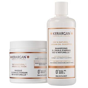 Kerargan - Shampoing et Masque à la l Huile d Argan pour Nourrir Hydrater les boucles - Cheveu Bouclés - Sans sulfate, Paraben et Silicone - 2x500 ml - Publicité
