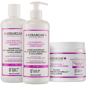 Kerargan - Shampoing, Après-Shampoing et Masque à la Biotine et au Collagène - Pour Cheveu Abîmé - Sans Sulfate, Paraben, Silicone - 3x500 ml - Publicité