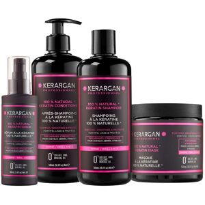 Kerargan - Kit Shampoing, Après-Shampoing, Masque et Sérum à la Kératine pour - Pour Cheveu Sec et Abîmé - Sans Sulfate, Paraben et Silicone - 1600 ml - Publicité