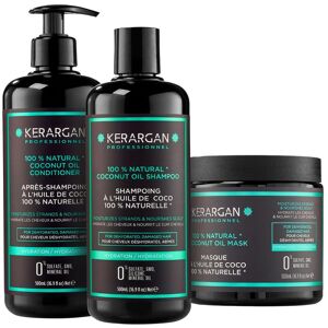 Kerargan - Kit Shampoing, Après-Shampoing et Masque à l’Huile de Coco et d’Argan - Pour Cheveu Cassant - Sans Sulfate, Paraben, Silicone - 3x500 ml - Publicité