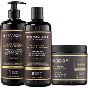 Kerargan - Shampoing, Après-Shampoing et Masque à l’Huile de Ricin, d’Argan et Camomille - Sans sulfate, paraben et silicone - 3x500 ml - Publicité