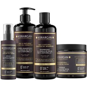 Kerargan - Shampoing, Après-Shampoing, Masque et Sérum à l’Huile de Ricin, d’Argan et Camomille - Sans Sulfate, Paraben et Silicone - 1600 ml - Publicité