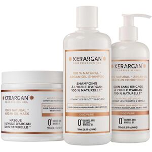 Kerargan - Shampoing, Masque et Soins Sans Rincage à la Kératine et à l’Huile d’Argan - Cheveux Bouclés - Sans Sulfate, Paraben et Silicone - 1350 ml - Publicité