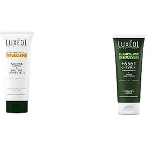 Luxéol Après-Shampooing Réparateur Nutrition & Protection Limite Les Fourches 200ml & Shampooing Pousse Force & Densité Réactive La Croissance Des Cheveux Existants 200ml - Publicité