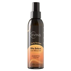 DIVINA BLK Huile solaire avec filtre UV pour cheveux ondulés, bouclés, super-bouclés, afro Natural&Amazing de DIVINE BLK avec des huiles de tournesol, macadamia, monoï et argan BIO (150ml) - Publicité