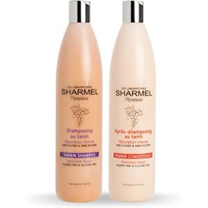 Sharmel France Duo Shampoing + Après-Shampoing au tanin Sans Sulfate Sans Silicone 2 x 500ml Booster de Lissage (2 x 500 ml) - Publicité