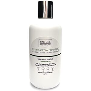 Fine Line Apothecary 99% Naturel SHAMPOING RÉPARE ET POUSSE COCO, RICIN, ARGAN & ROMARIN 250 ml par . Sans Sulfates, Sans Parabènes, Sans Silicone. Laisse vos Cheveux Gérables. Concentré. Publicité