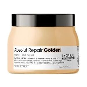 L'Oréal Professionnel , Masque Restructurant Instantané Léger, Cheveux Secs & Abîmés, Nourrit, Répare, Protège & Fait Briller, Enrichi en Protéines de Blé, Absolut Repair Gold, Serie Expert, 500ml - Publicité