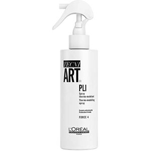 L'Oréal Professionnel , Spray Thermo-Modelant Pli, Force 4, Fixation Forte, Mémoire de Forme & Adhérence, Coiffures Ondulées avec Volumes & Boucles Dynamiques, Tecni Art 190 ml - Publicité