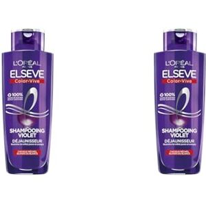 L’Oréal Paris L'Oréal Paris Shampooing Violet Déjaunisseur Pour Cheveux Blonds, Décolorés, Méchés ou Blancs Neutralisation des Reflets Jaunes & Orangés Elseve Color-Vive 200 ml (Lot de 2) - Publicité