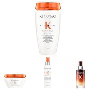 KERASTASE KÉRASTASE Nutritive Routine Pour Cheveux Secs À Très Secs Fins à Moyens Nourrit, Protège & Fait Briller Niacinamide & Protéines Végétales Shampoing + Masque + Spray Thermoprotecteur + Sérum - Publicité