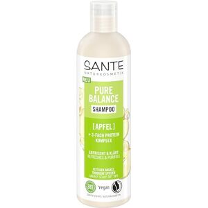 Sante Naturkosmetik Pure Balance Shampooing pomme bio + complexe triple protéine, shampoing végétalien pour cheveux propres et rafraîchis, hydrate intensément les cheveux secs, 250 ml - Publicité