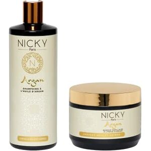 N icky Paris   Gamme Arga   Shampoig 500 ml + masque capillaire 500 ml   ourrit et Fortifie – Cheveux secs et cassats - Publicité