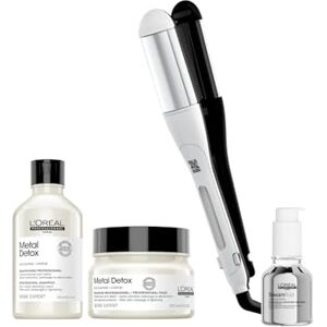 L'Oréal Professionnel Steampod 4 Pack Metal Detox pour Cheveux Abîmés Lisseur Boucleur Vapeur + Soin Thermoprotecteur + Shampoing + Masque, Détoxifie & Renforce la Fibre, Trousse & Peignes, - Publicité